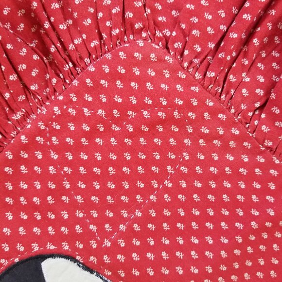 Vintage Cow Pillow Cover Ruffled Red Calico Cotton Holstein - Picture 4 of 11